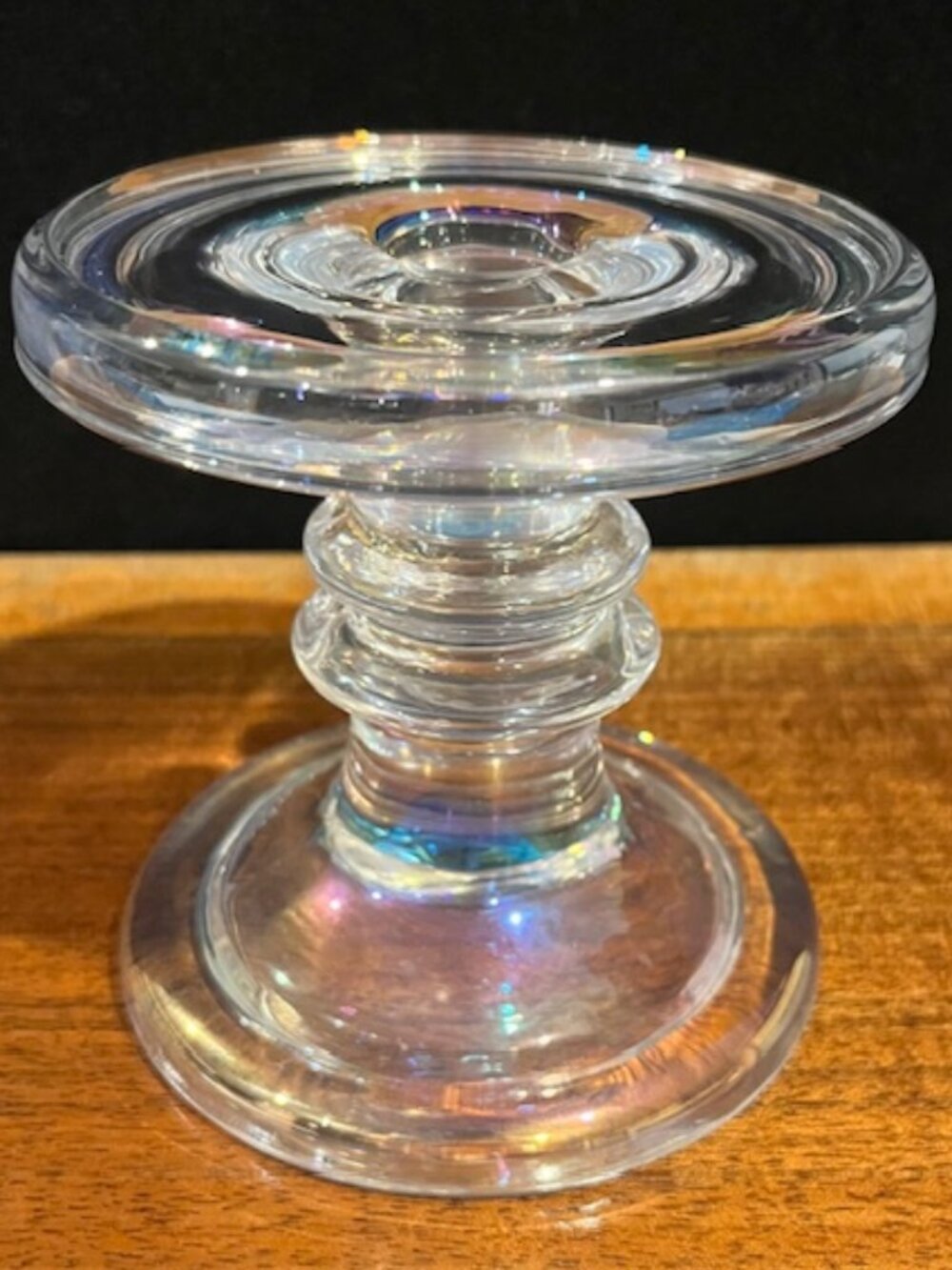Krosno Clear Iridescent Glass 2-Way Pillar or Taper Candle Stick Holder